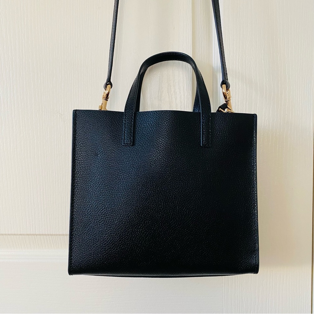 $350 Marc Jacobs Mini Grind Black Pebble Leather Tote/Crossbody Bag - Picture 11 of 16